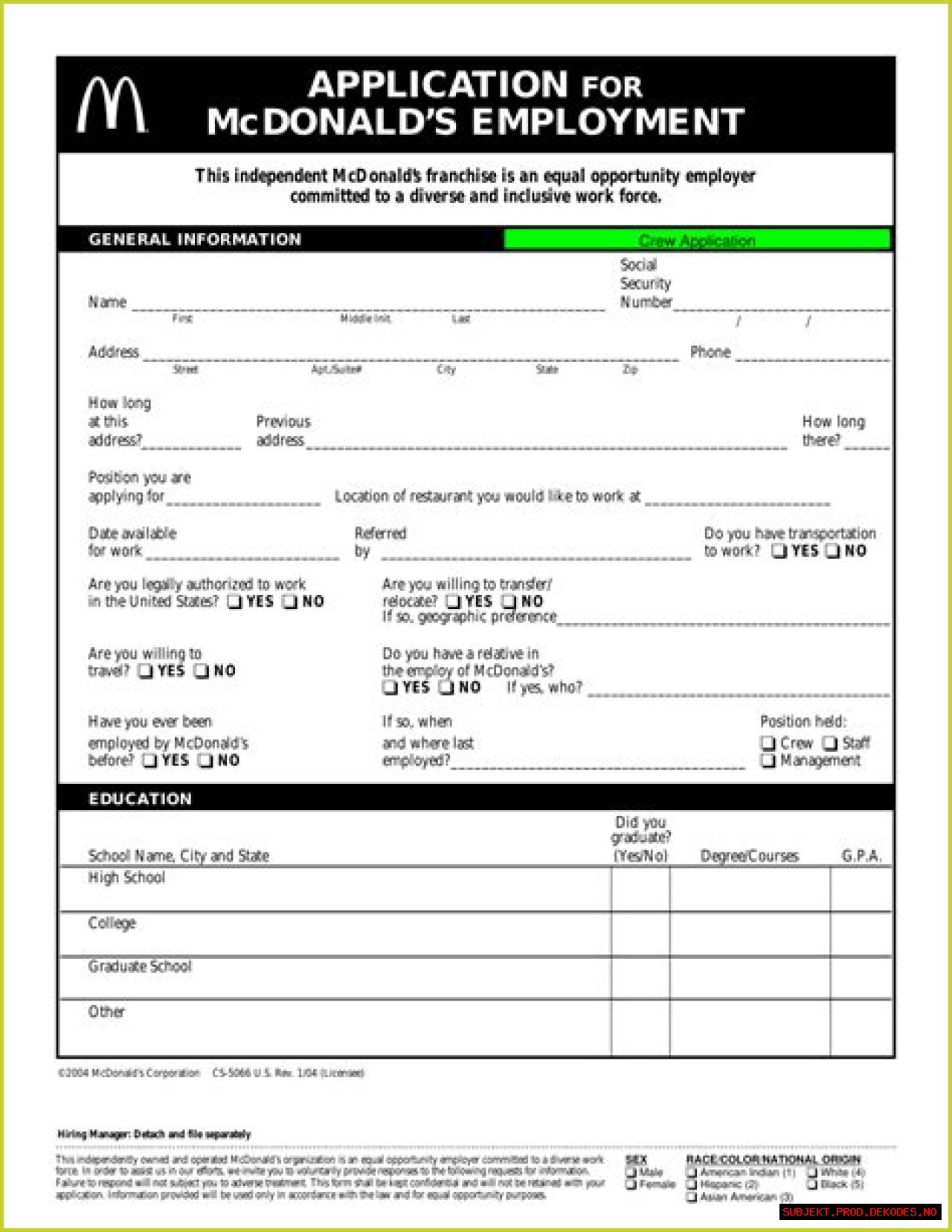Should I call Mcdonalds about my application?